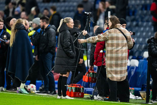 Josefine Rybrink of Häcken is interviewed