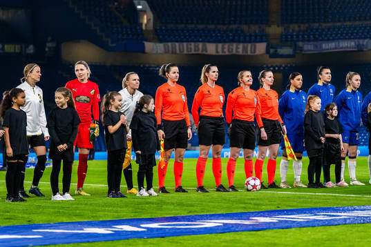 Aivi Luik, goalkeeper Jennifer Falk and Josefine Rybrink of