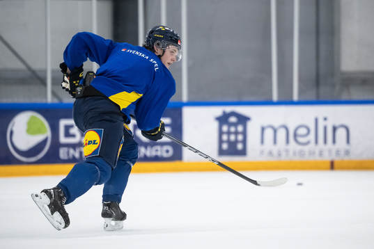 Rasmus Rudslätt of the Swedish under-20 national ice