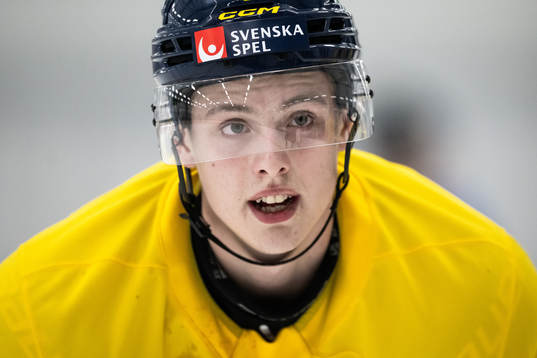 Anton Johansson of the Swedish under-20 national ice hockey