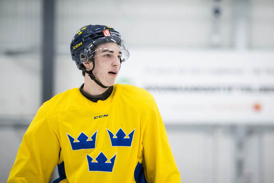 Rasmus Rudslätt of the Swedish under-20 national ice