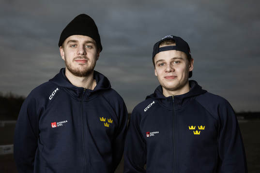 Goaltender Hugo Hävelid and Mattias Hävelid of the