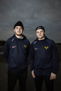 Goaltender Hugo Hävelid and Mattias Hävelid of the