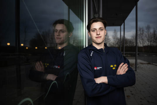 Anton Johansson of the Swedish under-20 national ice hockey