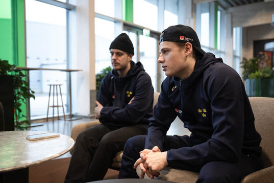 Goaltender Hugo Hävelid and Mattias Hävelid of the
