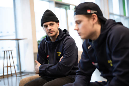 Goaltender Hugo Hävelid and Mattias Hävelid of the
