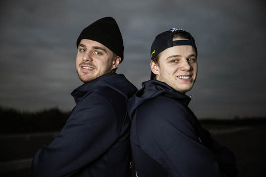 Goaltender Hugo Hävelid and Mattias Hävelid of the