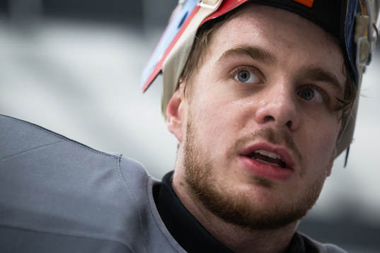 Goaltender Hugo Hävelid of the Swedish under-20 national