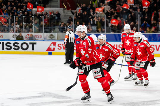 Sven Andrighetto of Switzerland celebrates the 1-2 goal in