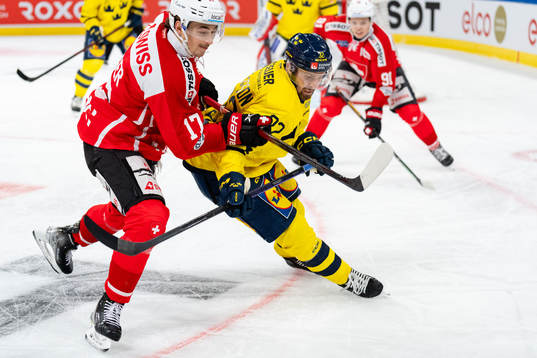 Lukas Bengtsson of Sweden in the ice hockey game between