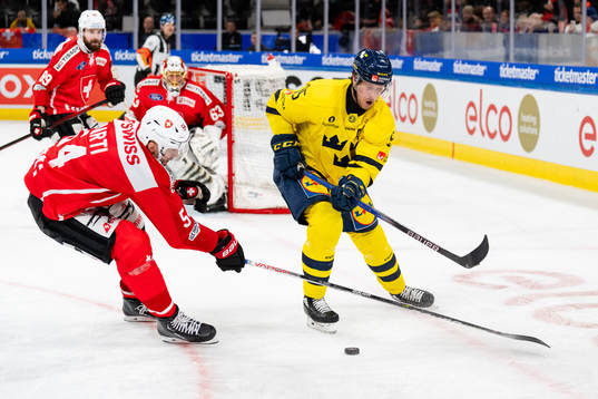Jacob de la Rose of Sweden  in the ice hockey game between