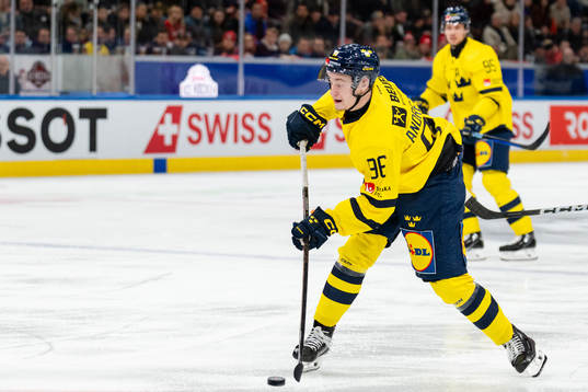 Pontus Andreasson of Sweden in the ice hockey game between