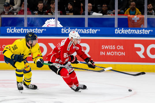 Linus Sandin of Sweden and Sven Andrighetto of Switzerland