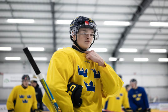 Anton Johansson of the Swedish under-20 national ice hockey