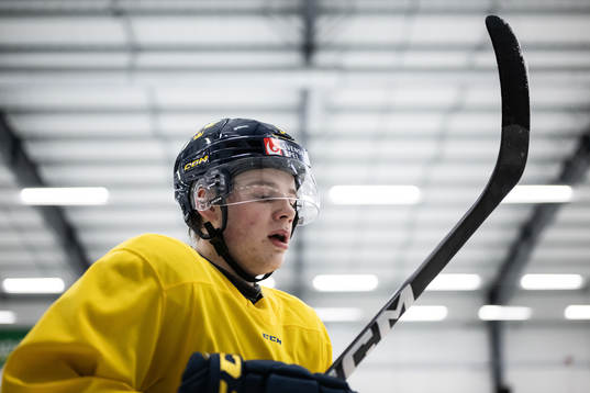 Mattias Hävelid of the Swedish under-20 national ice