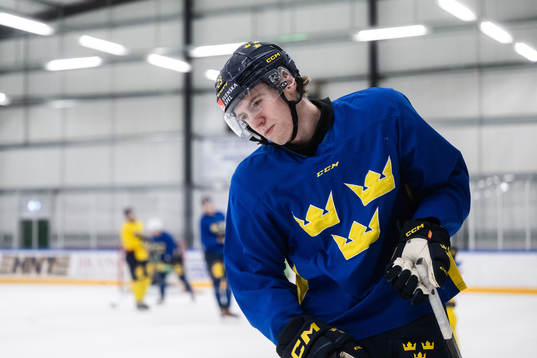 Jonathan Lekkerimäki of the Swedish under-20 national ice