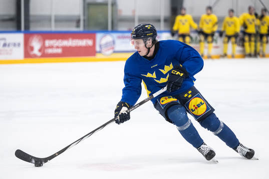 Jonathan Lekkerimäki of the Swedish under-20 national ice