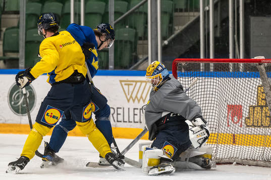 Goaltender Hugo Hävelid of the Swedish under-20 national