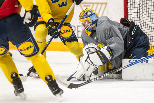 Goaltender Hugo Hävelid of the Swedish under-20 national