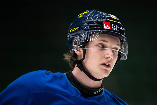 Rasmus Rudslätt of the Swedish under-20 national ice