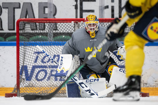 Goaltender Hugo Hävelid of the Swedish under-20 national