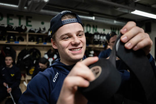 Mattias Hävelid of the Swedish under-20 national ice