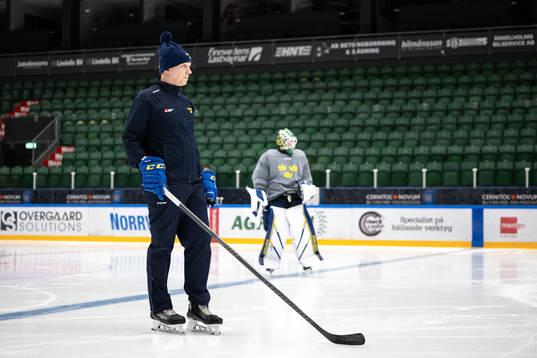 Goaltender coach Viktor Alm of the Swedish under-20