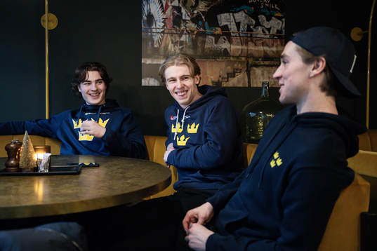 Liam Öhgren,Jonathan Lekkerimäki and Noah Östlund of the