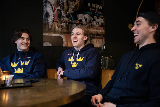 Liam Öhgren,Jonathan Lekkerimäki and Noah Östlund of the
