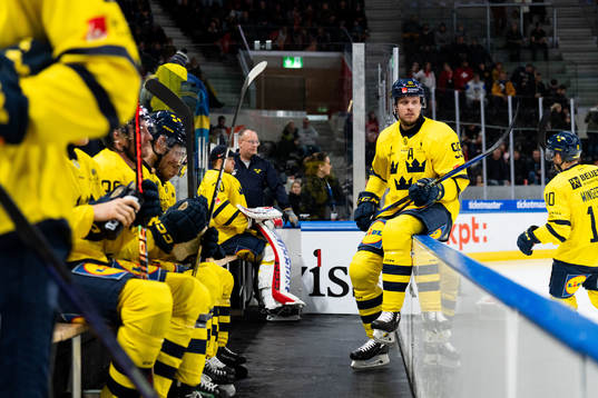 Jacob de la Rose of Sweden looks dejected in the ice hockey