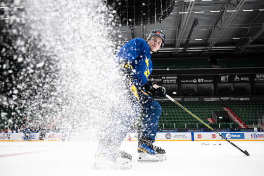 Axel Sandin-Pellikka of the Swedish under-20 national ice