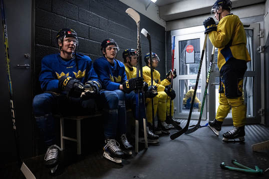 Players of the Swedish under-20 national ice hockey team