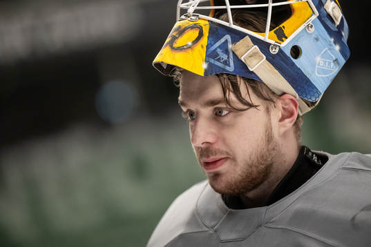 Goaltender Hugo Hävelid of the Swedish under-20 national