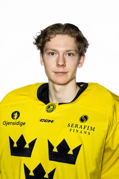 Goaltender Melker Thelin of the Swedish under-20 national