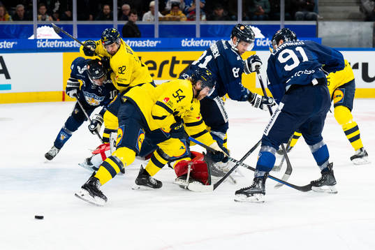 Lukas Bengtsson and Anton Lindholm of Sweden against Eemeli