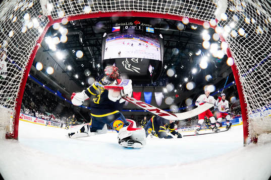 Daniel Marmelind of Sweden in the ice hockey game between