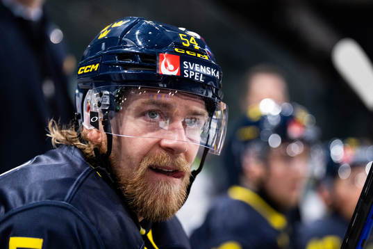 Anton Lindholm of Sweden in the ice hockey game between