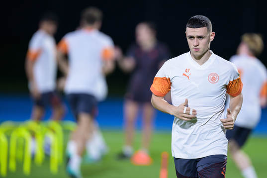 Phil Foden of Manchester City at a training session