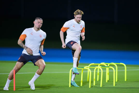 Kevin de Bruyne of Manchester City at a training session