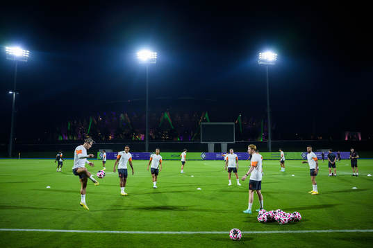 Players of Manchester City at a training session