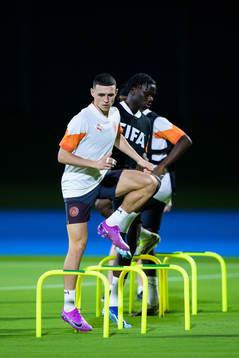 Phil Foden of Manchester City at a training session