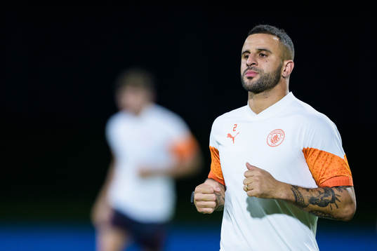 Kyle Walker of Manchester City at a training session