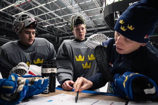 Goaltender Kevin Reidler, goaltender Melker Thelin and