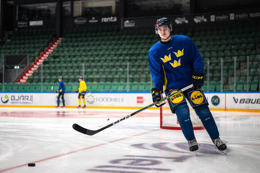 Axel Sandin-Pellikka of the Swedish under-20 national ice
