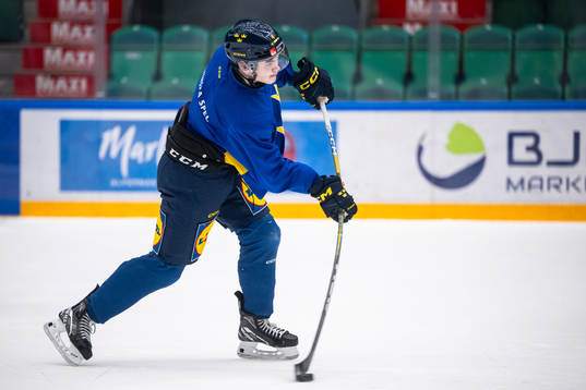 Axel Sandin-Pellikka of the Swedish under-20 national ice