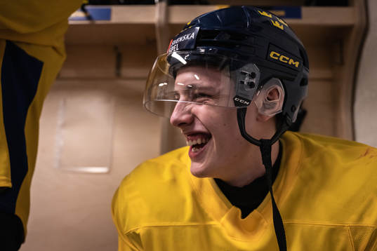Anton Johansson of the Swedish under-20 national ice hockey