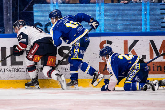 Linköpings Patrick Russell och Leksands Kalle Östman och