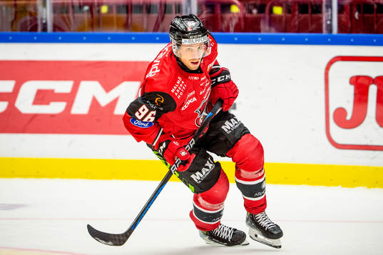 Malmö Redhawks Emil Forslund värmer upp innan