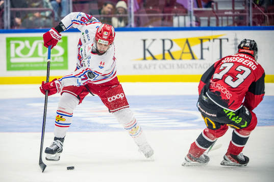 Timrås Robin Hanzl mot Malmö Redhawks Christoffer Forsberg