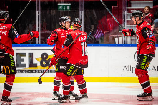 Malmö Redhawks Emil Forslund och Matias Lassen jublar